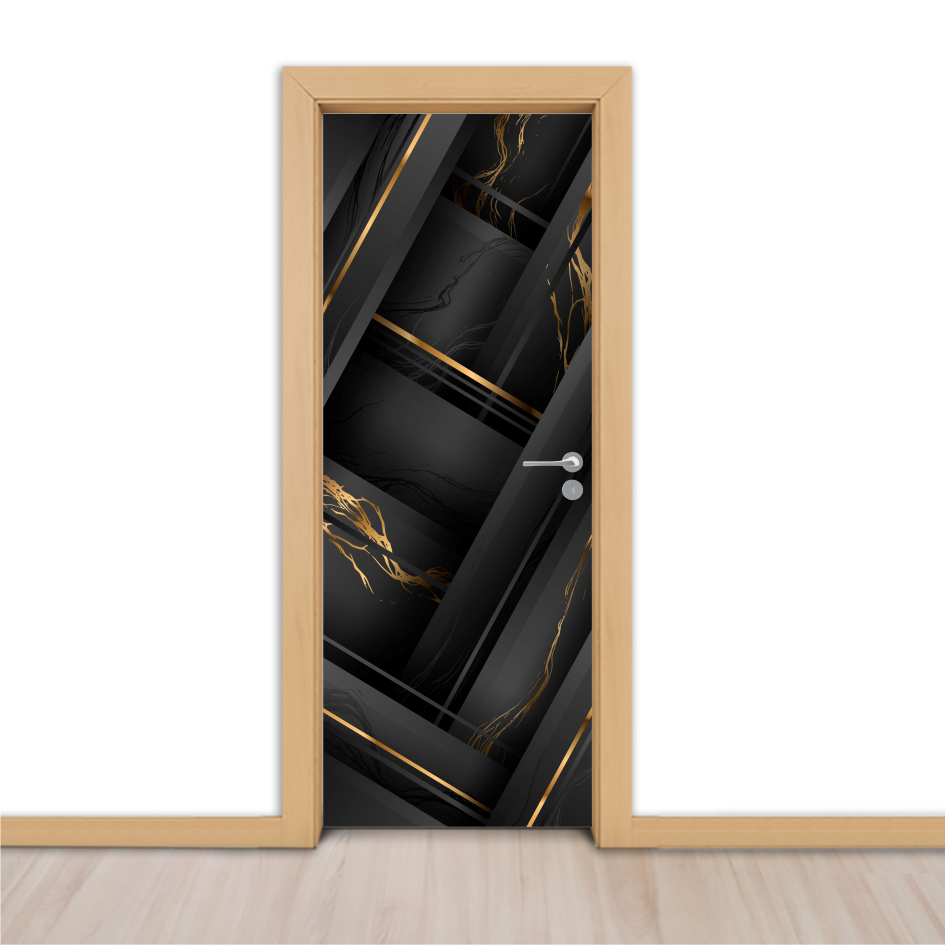 Adesivo para Portas de Madeira ou Vidro Papel de Parede Decoração Revestimento - Dourado e Mármore 3_011.057
