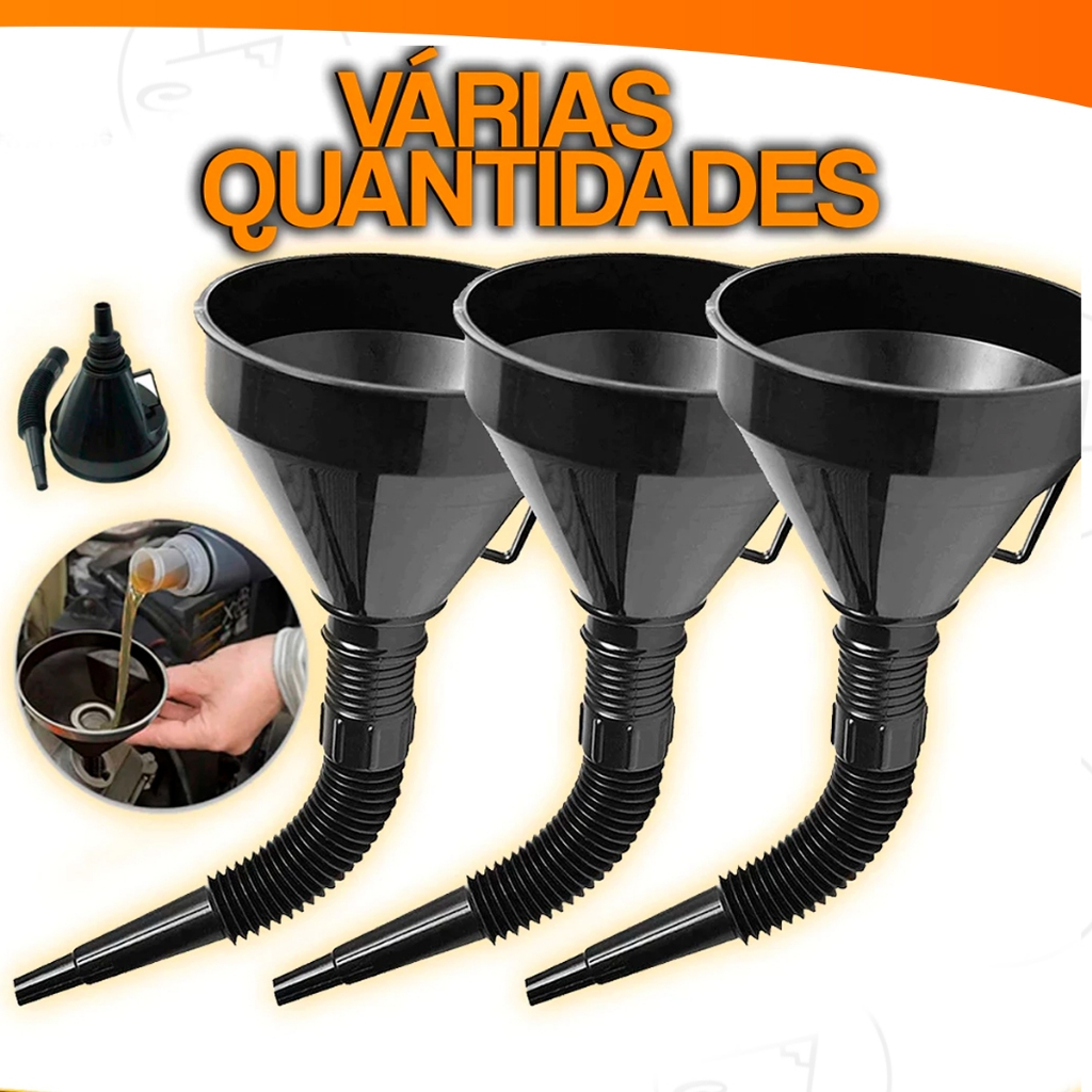 2/3/4 ou 5 Unidades Funil Flexível Plástico Sanfonado Óleo Motos Carros Gasolina Combustível Álcool