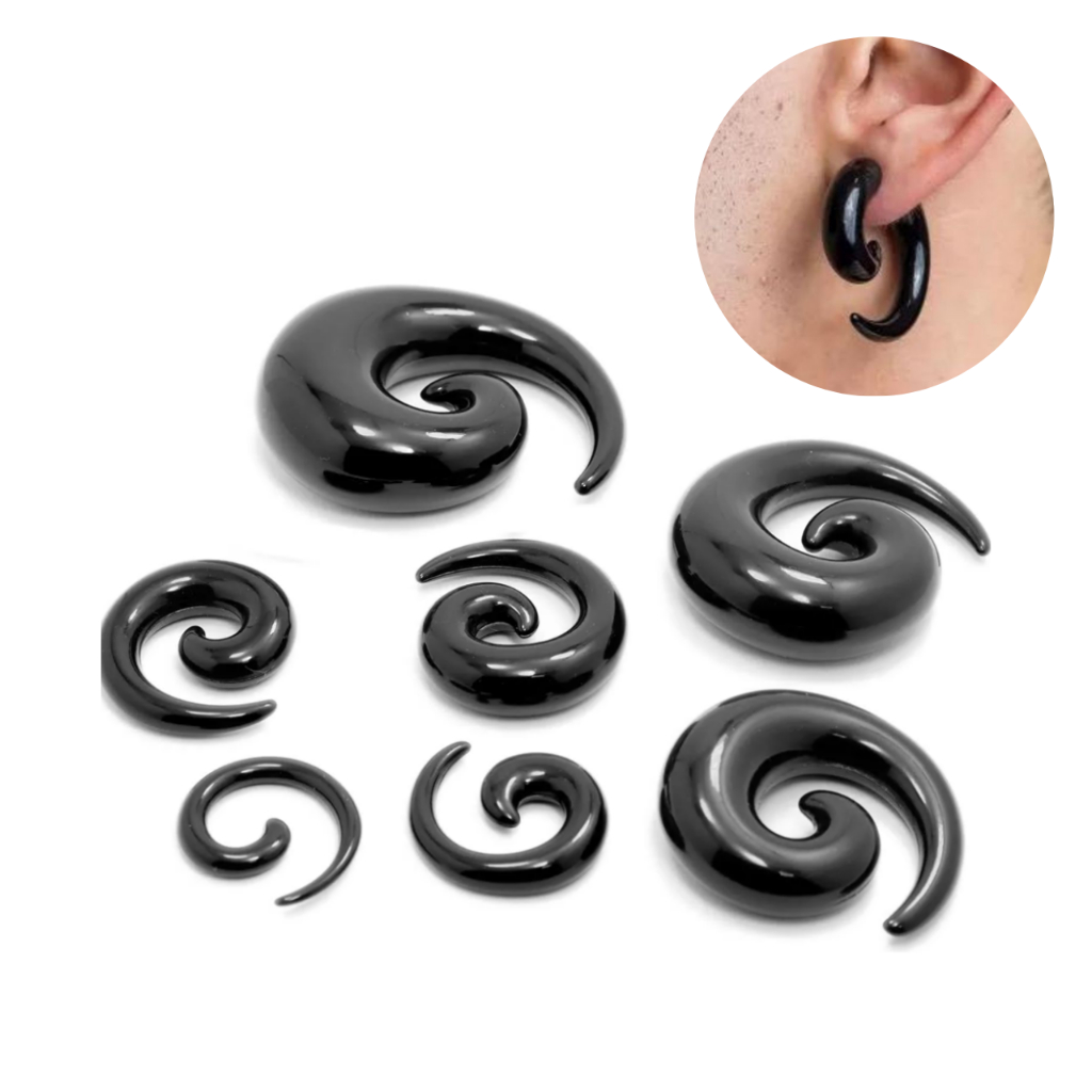 Alargador Expansor Espiral Caracol Preto Body Piercing em Oferta na Shopee