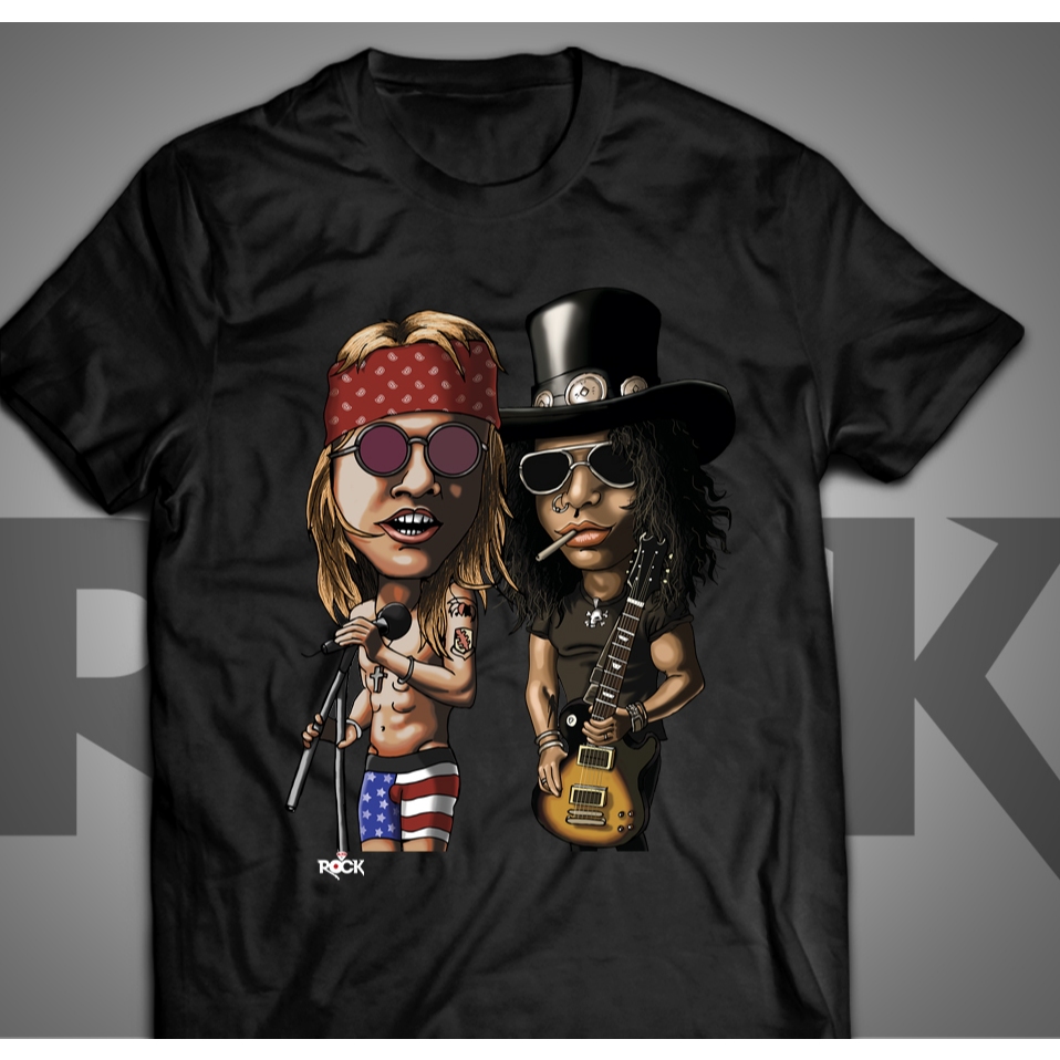 Camisa Mitos do Rock Caricatura Guns n Roses Axl Rose Slash Exclusiva