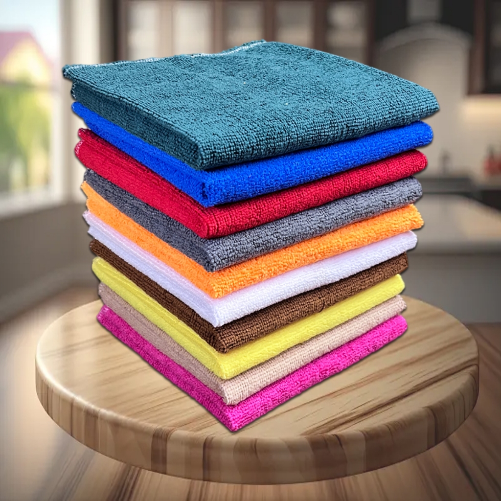 Kit 10 Pano De Limpeza Flanela Microfibra Multiuso Alta Absorção Para Casa e Carro