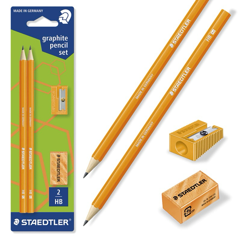 Lápis preto n.2 Wopex neon laranja +borracha +apontador Staedtler BT 4 UN em Oferta na Shopee