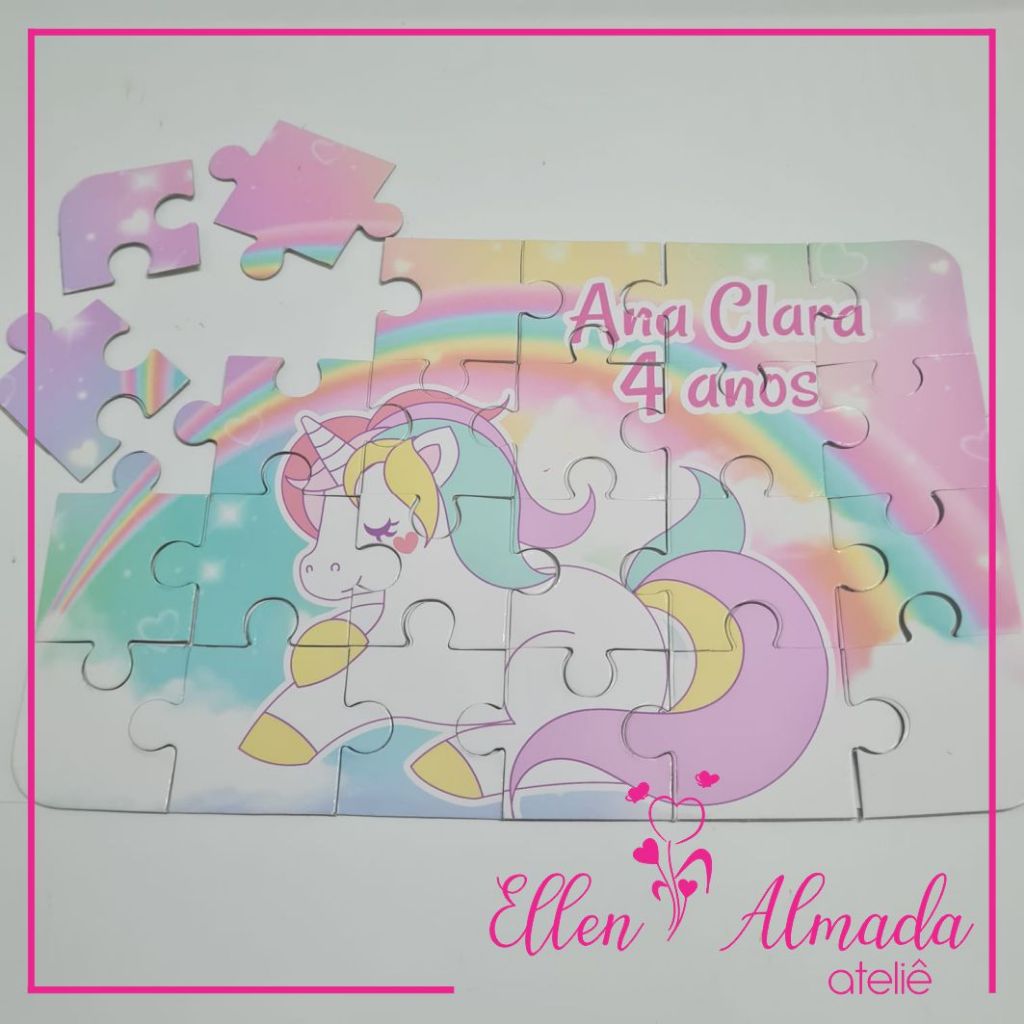 Quebra-Cabeças Personalizados Unicórnio- Lembrancinhas Unicórnio-  Personalizados Unicórnio