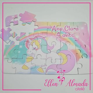 Quebra-Cabeças Personalizados Unicórnio- Lembrancinhas Unicórnio-  Personalizados Unicórnio