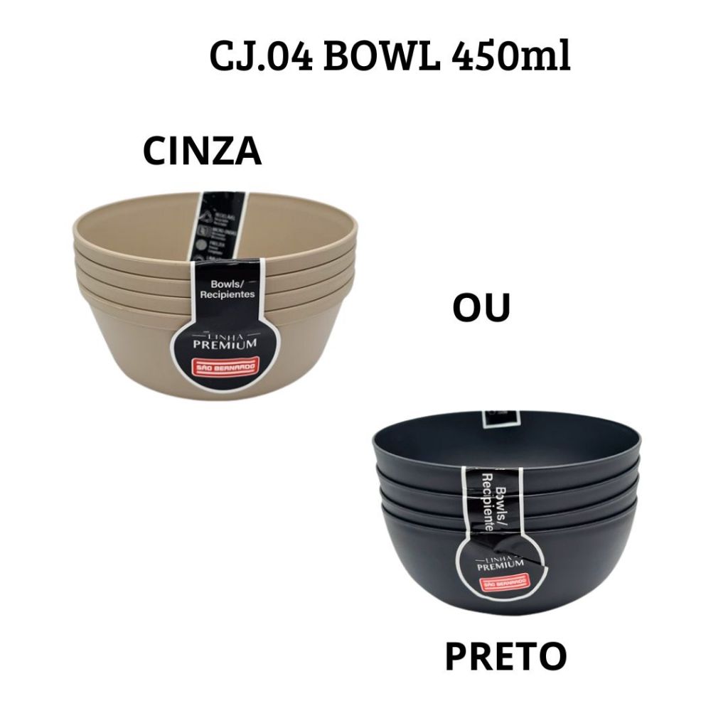 Jogo de 4un Pratos Tipo Bowl 450ml São Bernardo Alta Qualidade Multiuso Plástico Casa Imperdível em Oferta na Shopee