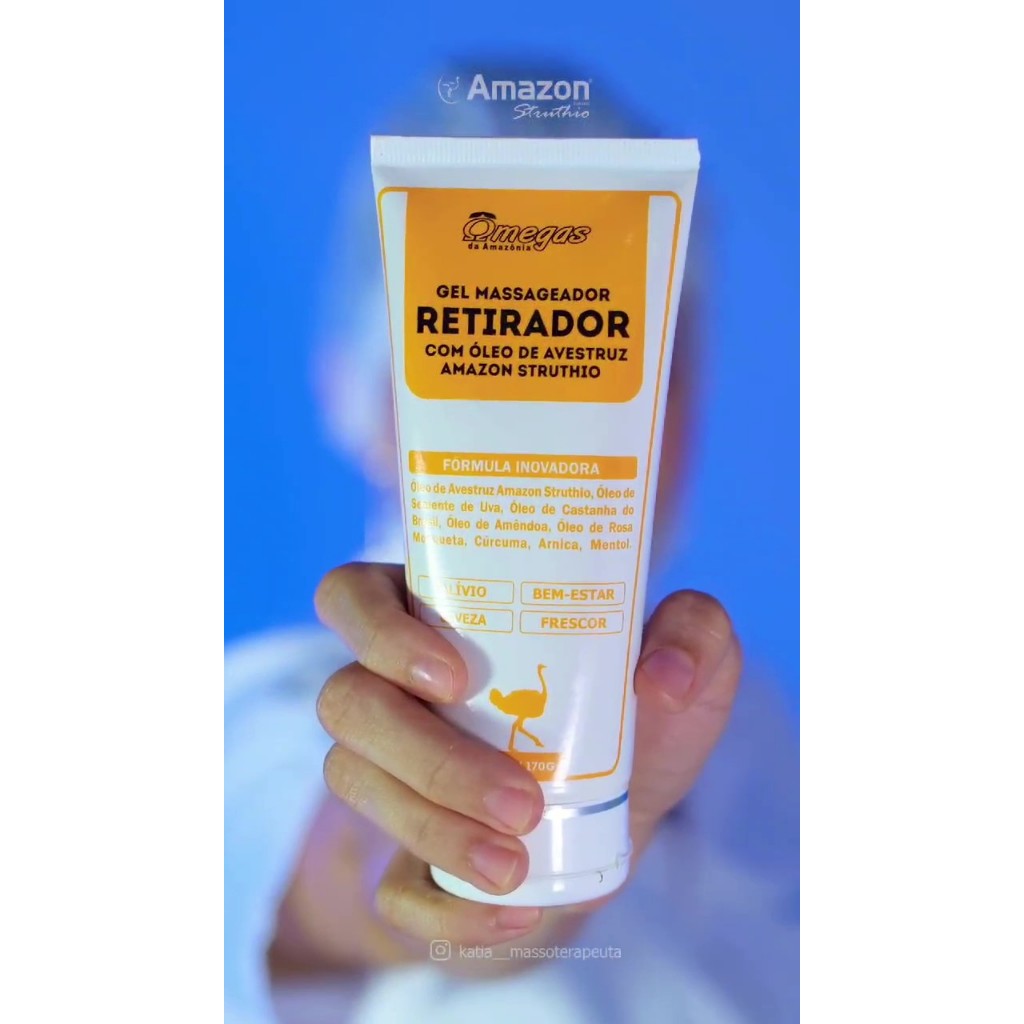 RETIRADOR Gel Massageador com Óleo de Avestruz -170g - Amazon Struthio em Oferta na Shopee