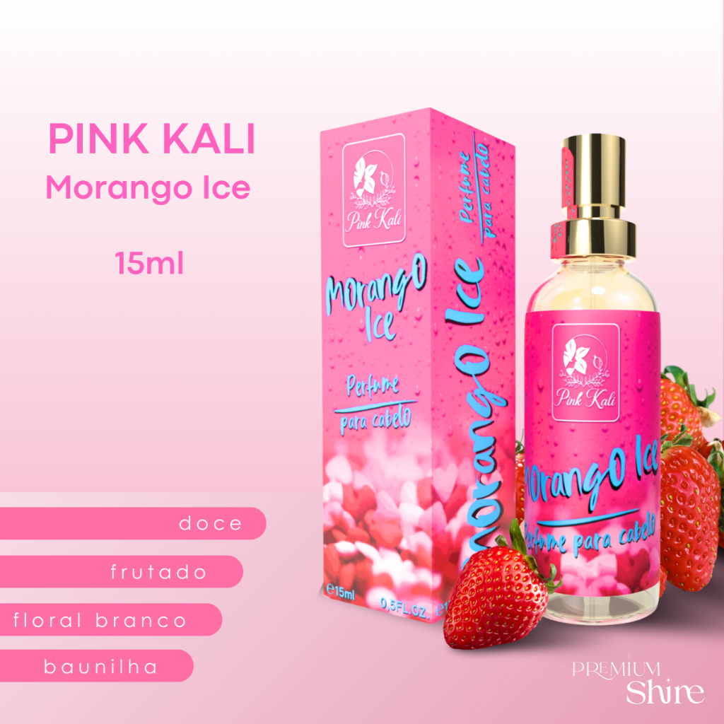 Perfume Capilar Morango Ice Pink Kali - Hidratante Perfume para cabelos 15ml
