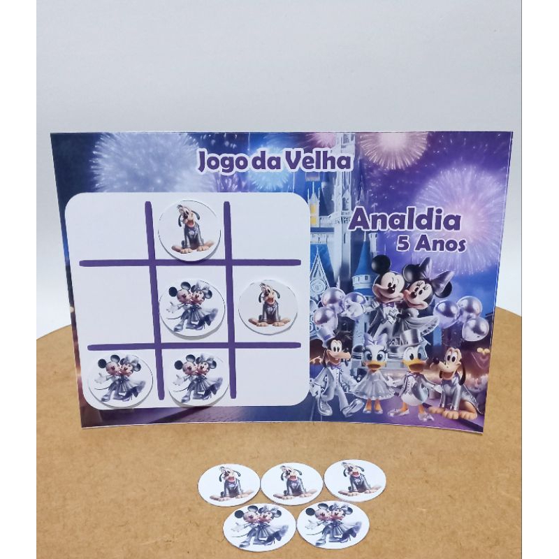 lembrancinhas de aniversário para festas infantis Jogo da Velha Personalizado Tema Disney 100 anos/Mickey Safari/Mickey.