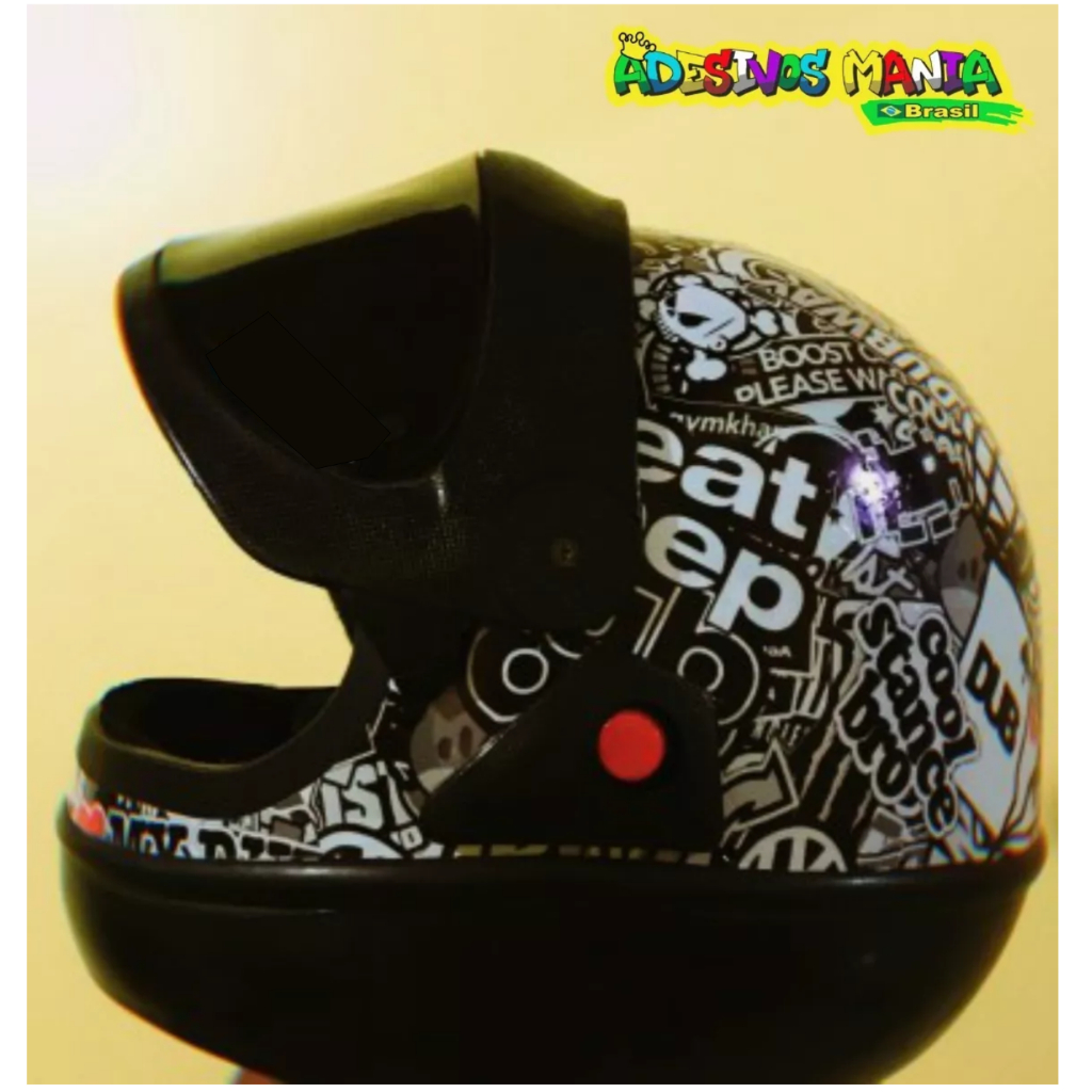 Kit 3 Adesivos Sticker Bomb Preto e Branco Para Carro Moto Capacete Bike — imagem 2 de 2