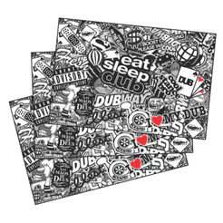 Kit 3 Adesivos Sticker Bomb Preto e Branco Para Carro Moto Capacete Bike