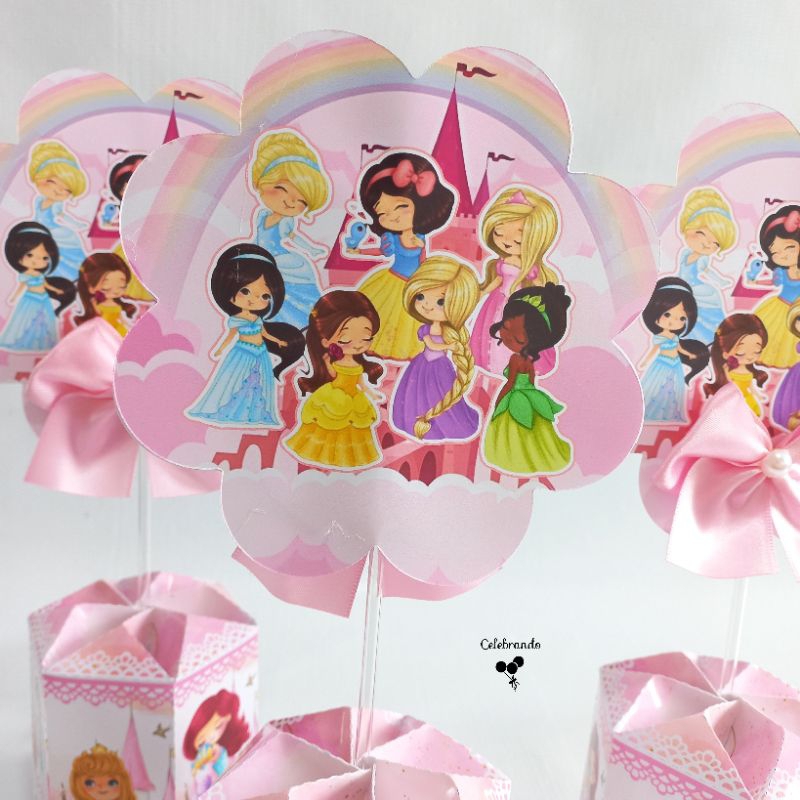 Centro de mesa Princesas Baby Enfeite de Mesa Aniversário Personalizados Cachepo PEGUE E MONTE