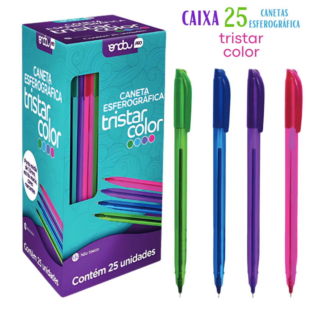 Canetas Esferográficas Coloridas 1.0mm Caixa 25 / 50 Unidades em Oferta na Shopee