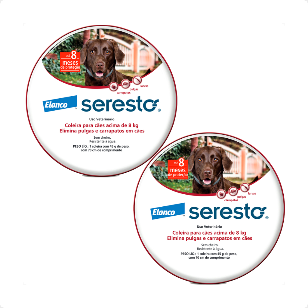 Kit 2 Coleira Antipulgas e Carrapatos Elanco Seresto - Cães acima de 8 Kg em Oferta na Shopee