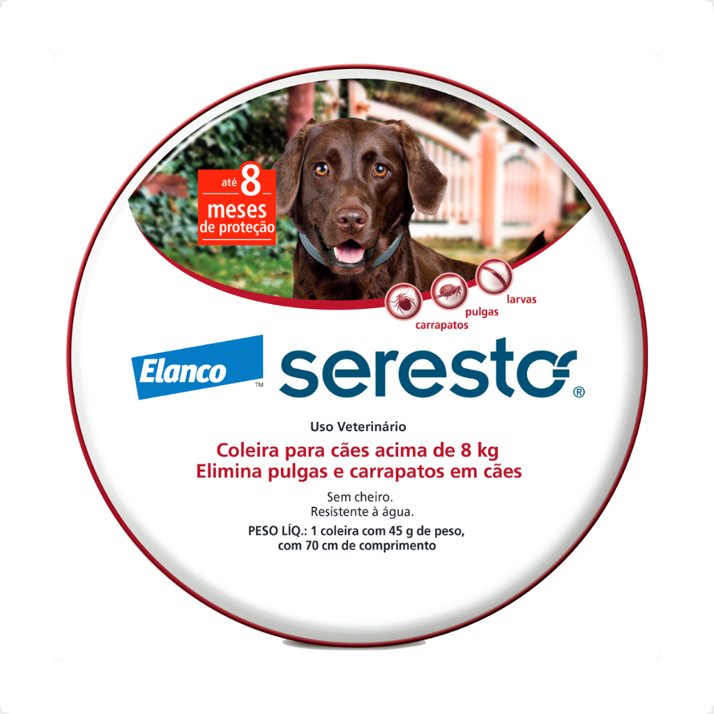 Coleira Seresto Elanco Antipulgas e Carrapatos para Cães Acima de 8kg em Oferta na Shopee