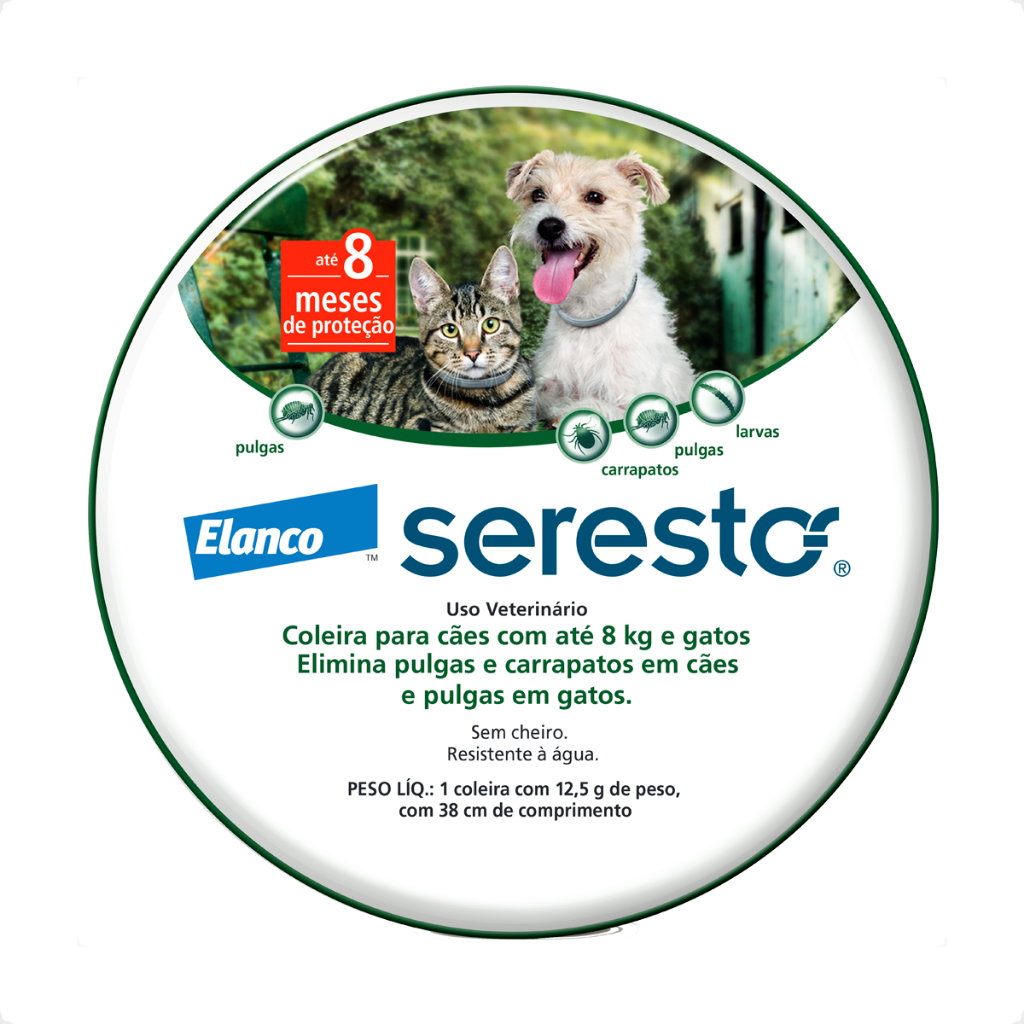 Coleira Antipulgas Seresto Cães Gatos Até 8kg - Pets