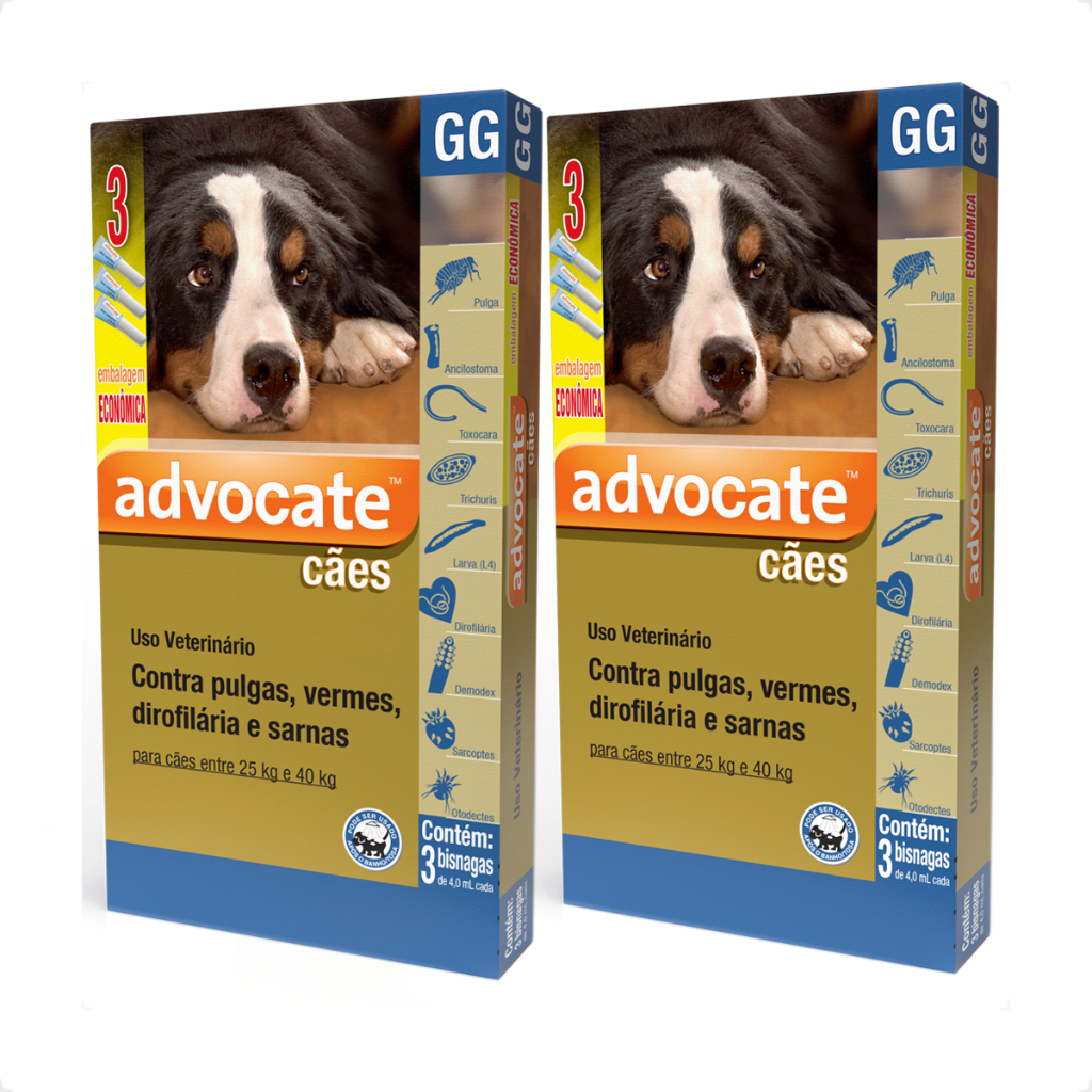 Kit 2 Antipulgas Advocate Elanco 4,0 mL para Cães de 25 Kg até 40 Kg - 3 Bisnagas em Oferta na Shopee
