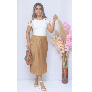 Saia Femenina Plissada Desenho Importado Tecido Elanca Premium Cintura Alta em Oferta na Shopee
