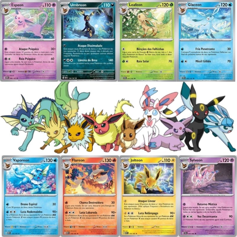 Pokémon Eeveelutions Eevee -Vaporeon -Jolteon -Flareon -Glaceon -Leafeon -Sylveon -Umbreon - Espeon