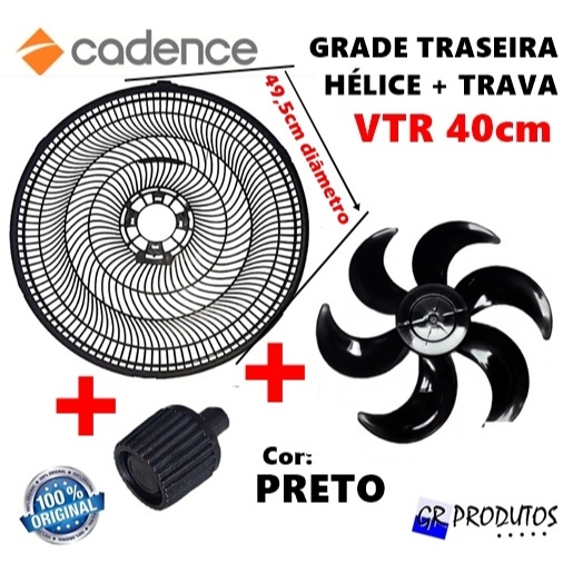 Grade Cadence Traseira + Hélice + Trava Ventilador 40cm PRETO em Oferta na Shopee