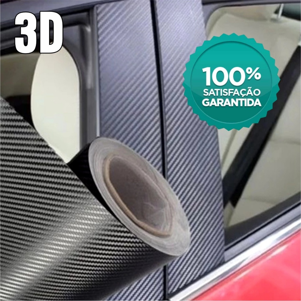 Imagem Adesivo Vinil Fibra de Carbono 3D, 1m x 10cm A Prova D’Água envelopa. Automotivo, Móveis e Geladeira