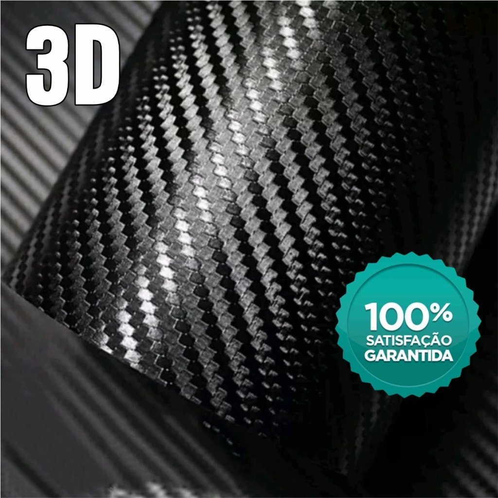 Adesivo Vinil Fibra de Carbono 3D A Prova D’Água 1m x 35cm para Carro, Moto, Móveis e Geladeira