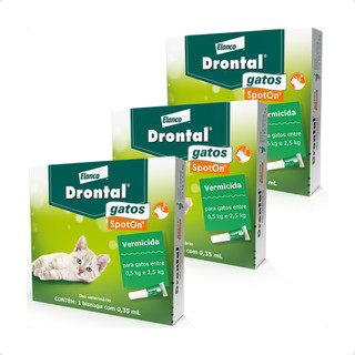 Kit 3 Vermífugo Elanco Drontal SpotOn para Gatos de 0,5 Kg a 2,5 Kg - 1 Bisnaga em Oferta na Shopee