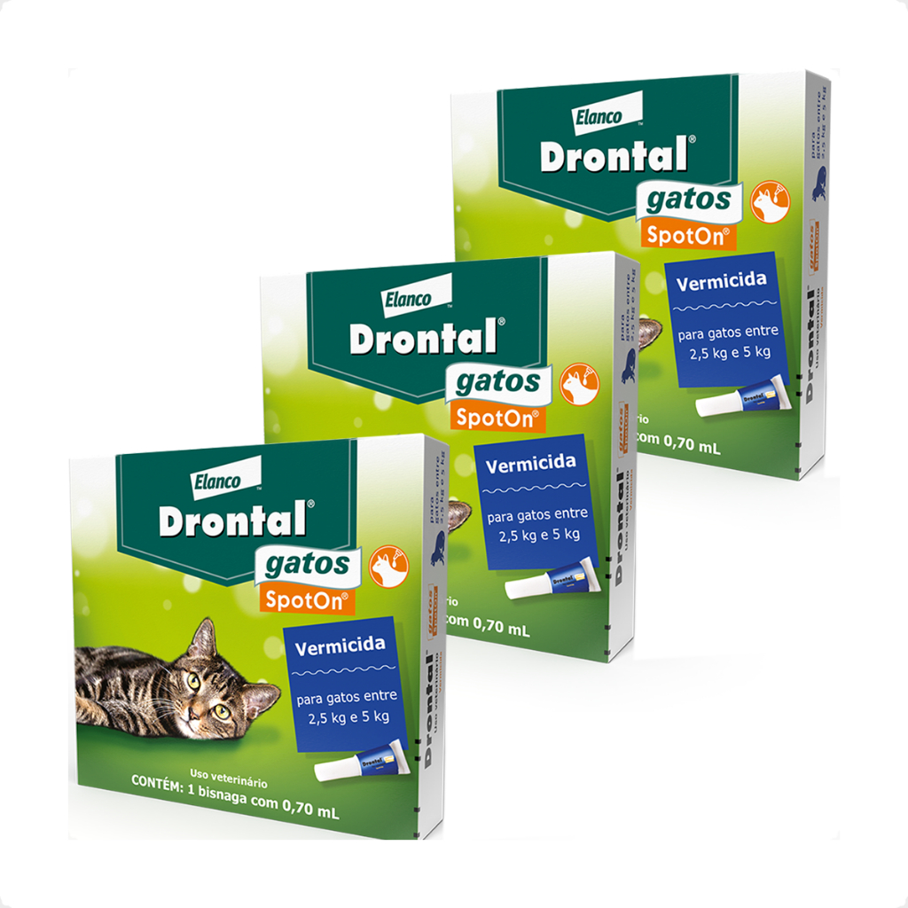 Kit 3 Vermífugo Elanco Drontal SpotOn para Gatos de 2,5 Kg a 5 Kg - 1 Bisnaga - Pets