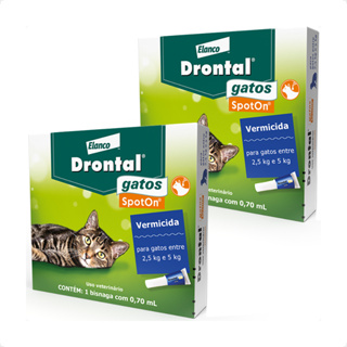 Kit 2 Vermífugo Elanco Drontal SpotOn para Gatos de 2,5 Kg a 5 Kg - 1 Bisnaga em Oferta na Shopee