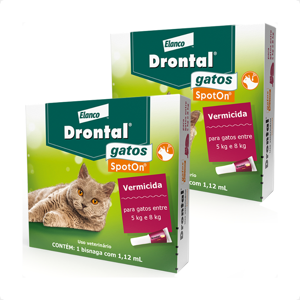 Kit 2 Vermífugo Elanco Drontal SpotOn para Gatos de 5 Kg a 8 Kg - 1 Bisnaga - Pets