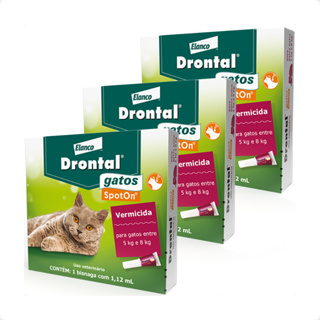 Kit 3 Vermífugo Elanco Drontal SpotOn para Gatos de 5 Kg a 8 Kg - 1 Bisnaga em Oferta na Shopee
