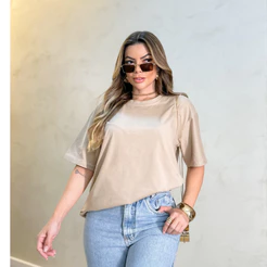Blusa Feminina T-Shirt Algodão Liso Moda Verão 3RD SD1404