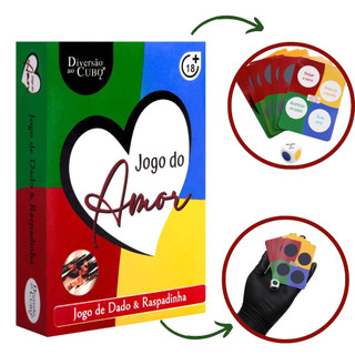 Jogo de Cartas Raspadinha do Amor Com Dado Para Casais Diversão Ao Cubo