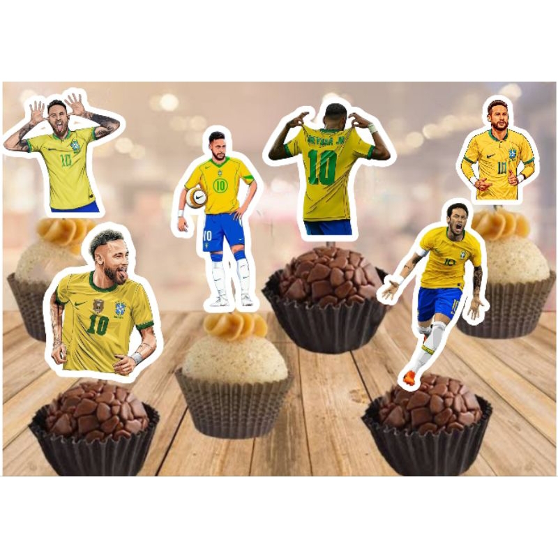 50 Tags Toppers P/ Docinho Beijinho Doces Festa Neymar Aniversário Brasil Seleção