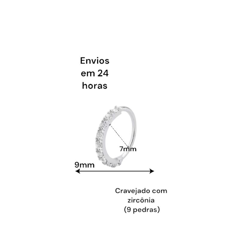 Piercing Nariz cravejado com zircônia , Helix,Daith Prata 925  COD:45P