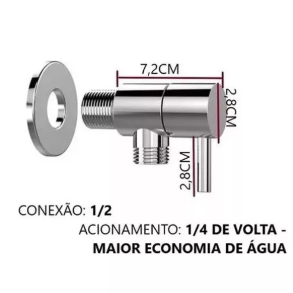Registro Ducha Higiênica 1/4 De Volta Alavanca C36 Metal cromado — imagem 2 de 2