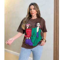 Blusa Feminina T-Shirt Algodão Oversized Moda Verão 3RD SD1401