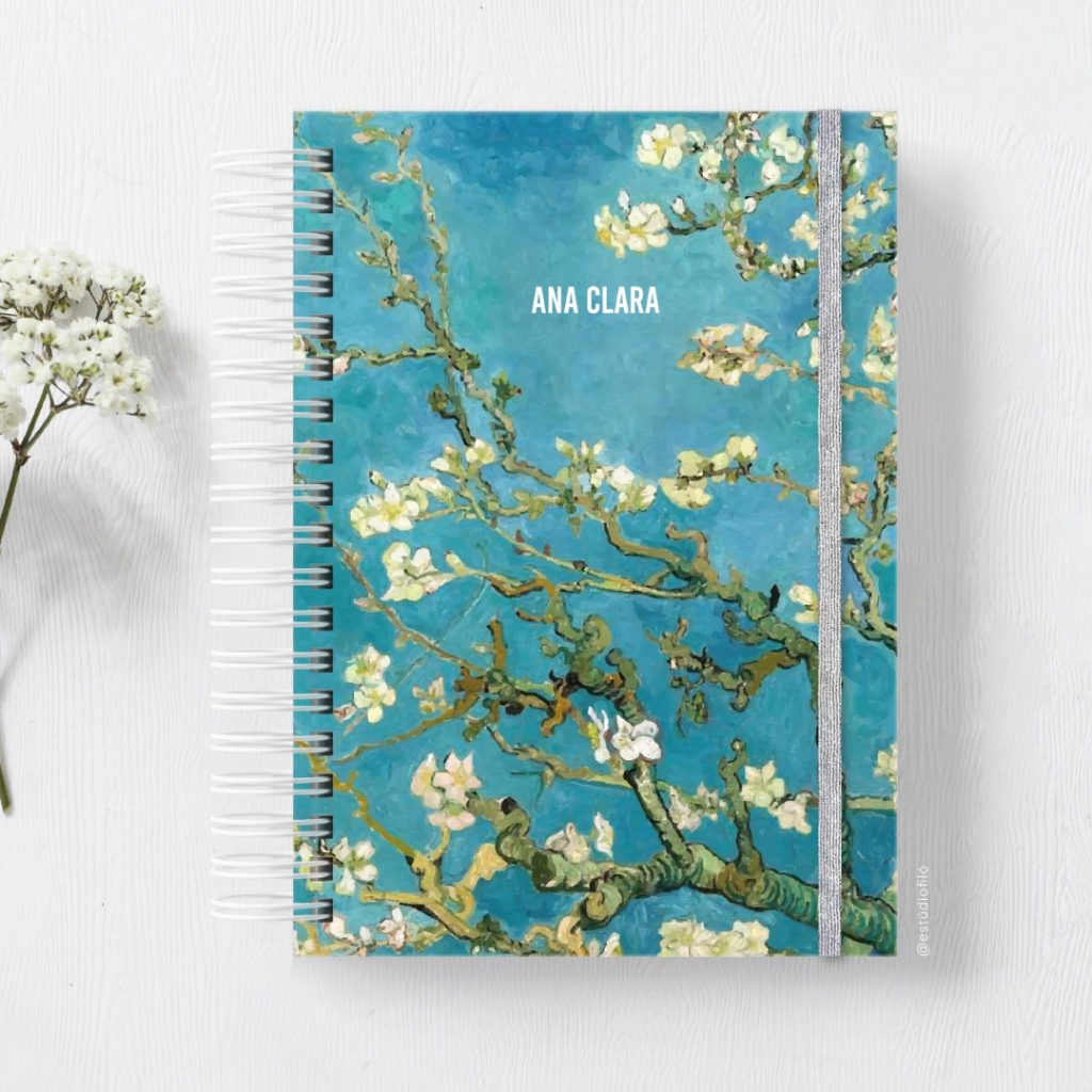 Caderno personalizado Van gogh com nome na capa - 90fls em Oferta na Shopee