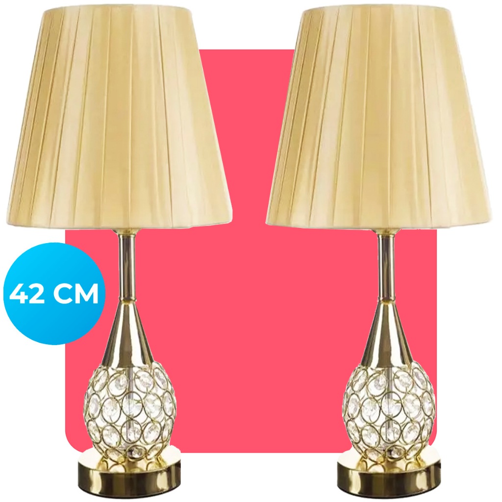 Kit 2 Abajur Luminaria Decorativo Quarto Sala Escritorio Branco Preto Dourado Prata Com Le...