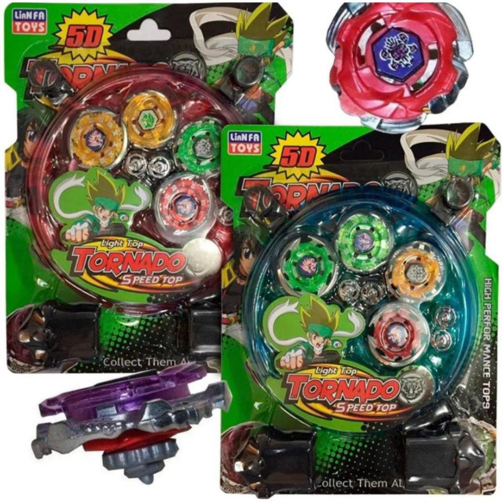 KIT BEYBLADE TORNADO SPEED 4 BEYBLADE 1 ARENA 2 LANÇADORES REF GL-39