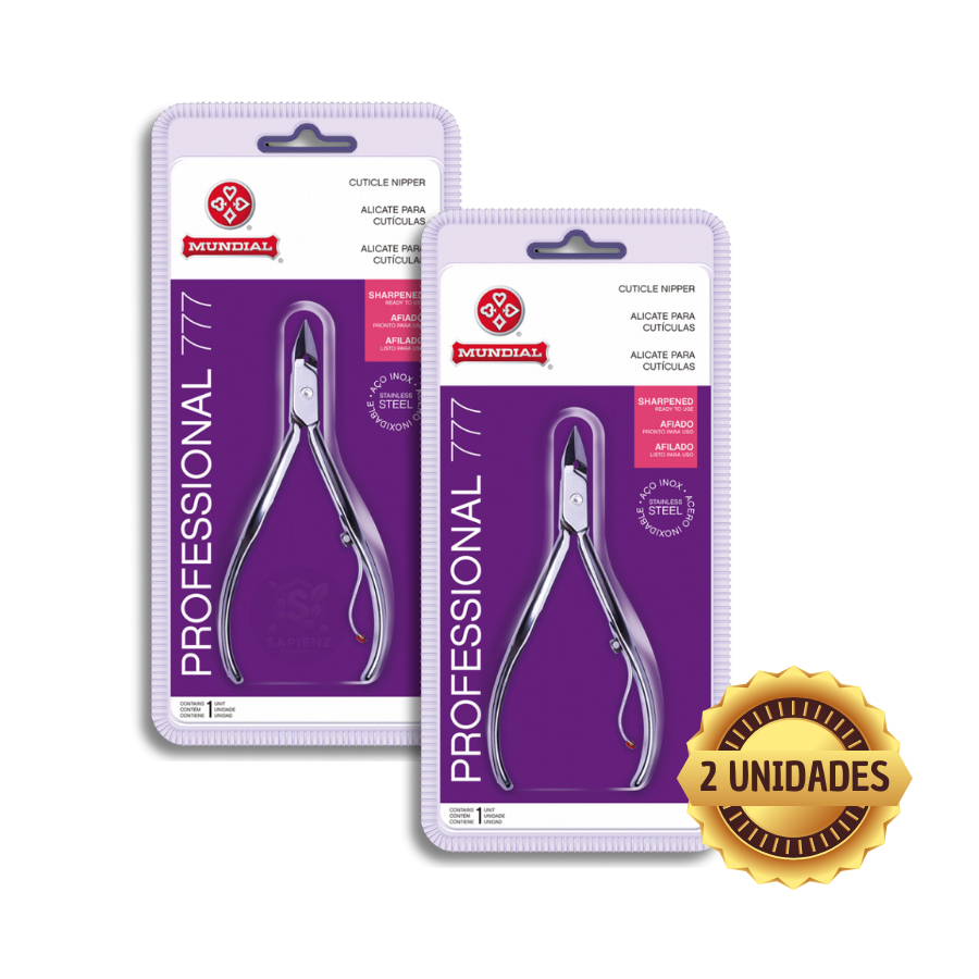 Mundial Kit com 2 Alicates de Cutícula 777 Profissional – Aço Inox, Corte Preciso, Alta Durabilidade