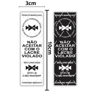 2000 Lacres de Segurança Personalizados Adesivo Para Entrega Pizza, Ifood Delivery - preto e branco em Oferta na Shopee
