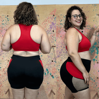 Conjunto Roupa Academia Shorts detalhe e Top Nadador com Bojo Feminina Fitness Plus Size Kit Curve em Oferta na Shopee