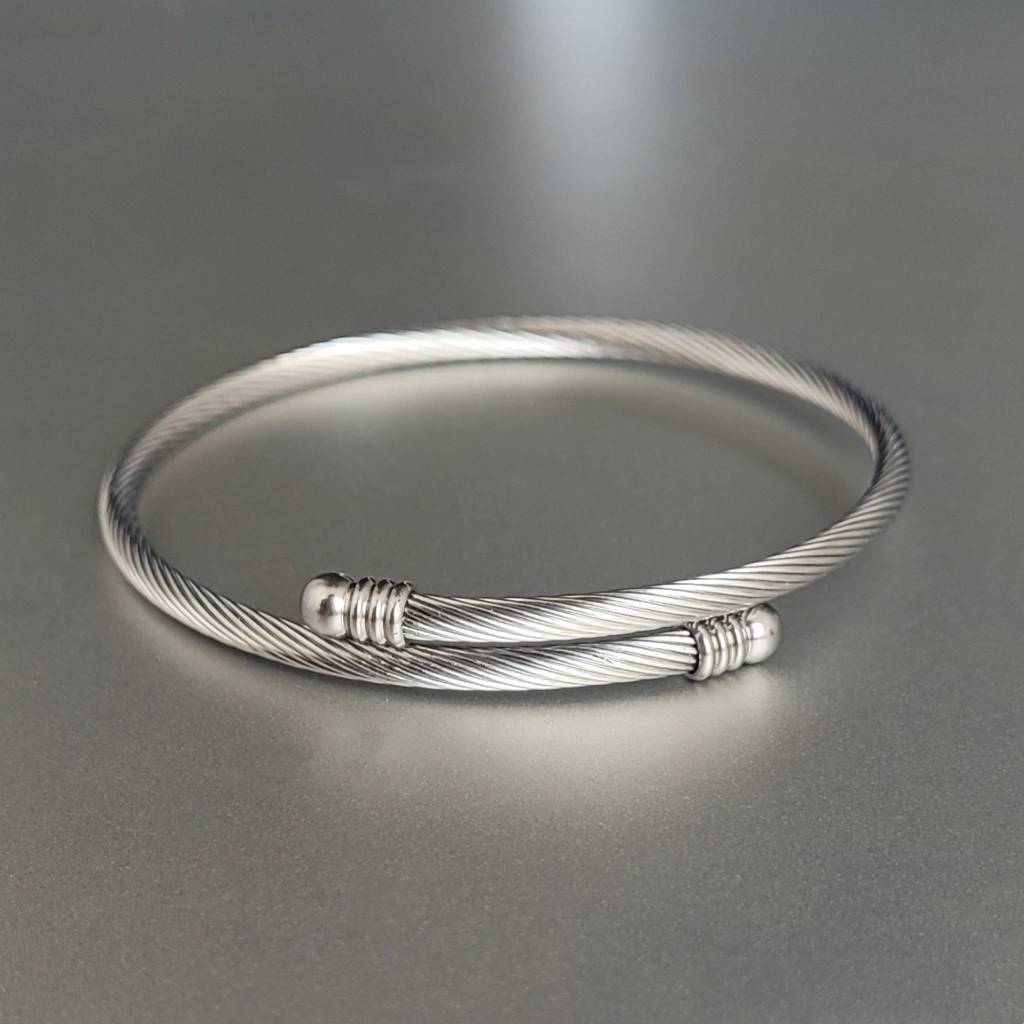 Pulseira Bracelete Luxo Ajustável Cabo de Aço Inoxidável 316L