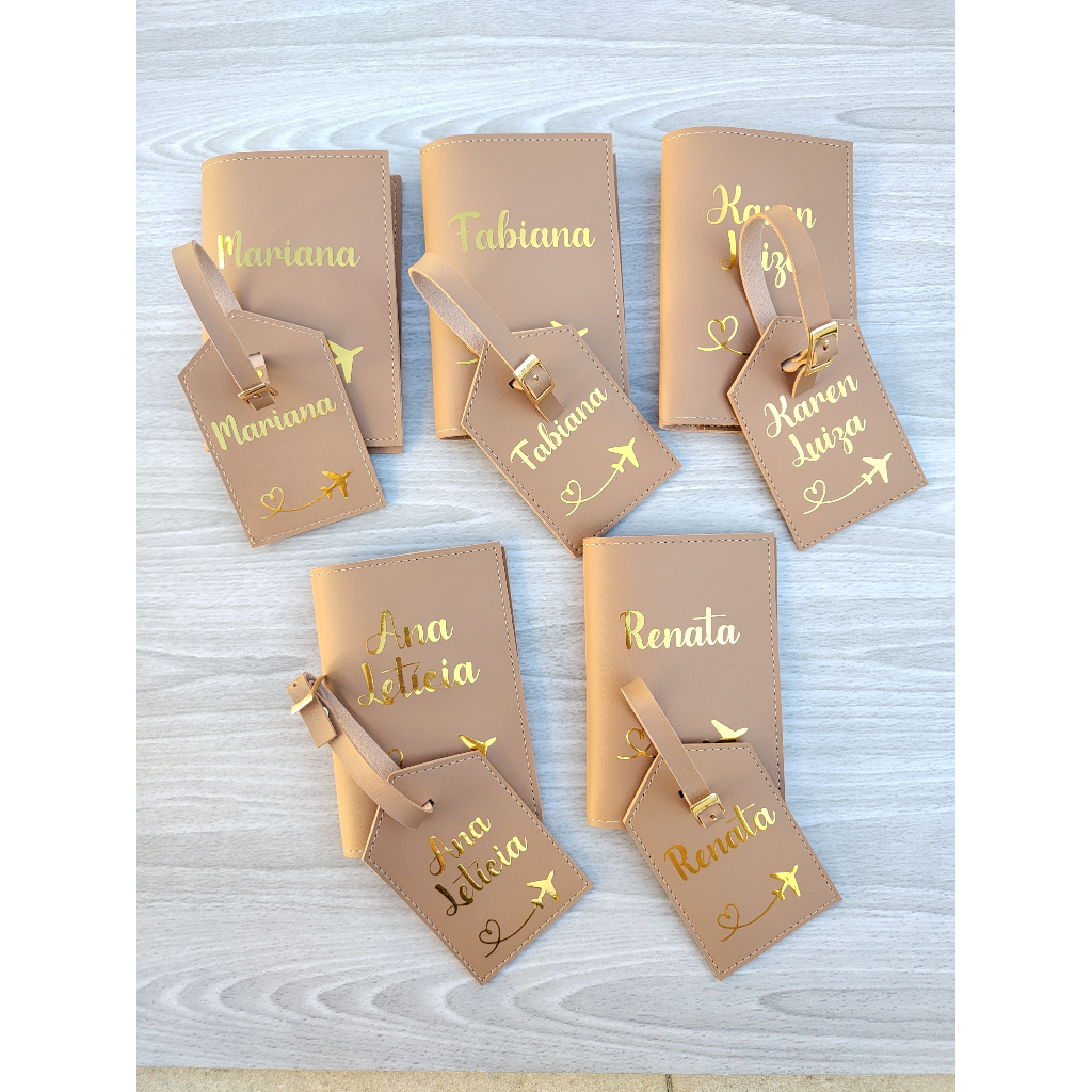 Kit Porta Passaporte e Tag de Mala Personalizados em Oferta na Shopee
