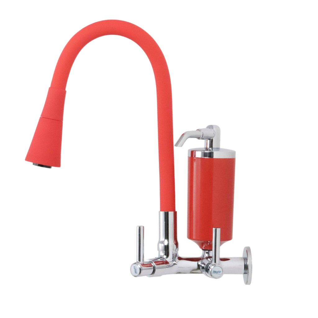 Torneira Filtro Parede Cozinha VERMELHA Gourmet Cone Chuveirinho 2 Jatos