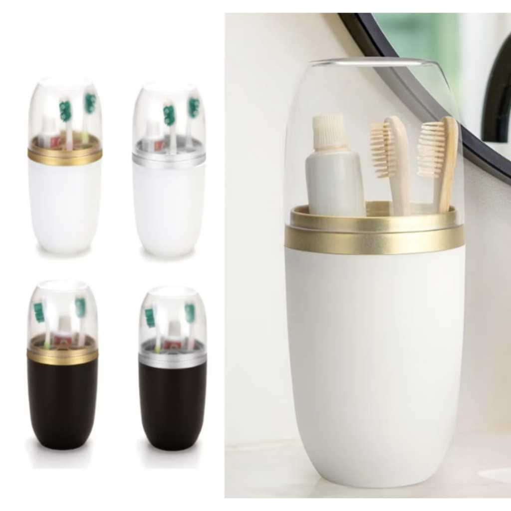 Suporte De Escova E Pasta De Dente Com Tampa Luxo Premium Porta Escova