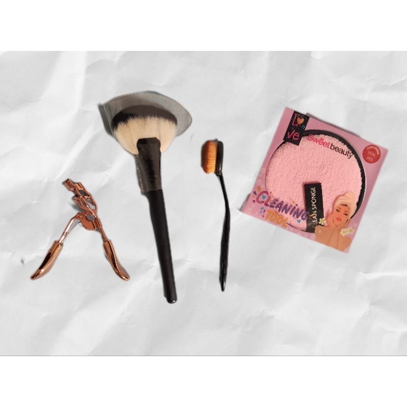 Kit maquiagem curvex pincéis esponja de retirar maquiagem curvador de cílios | brechó