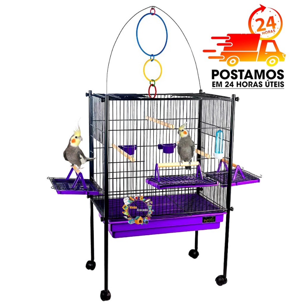 Viveiro Black Triplex Grande Para Calopsita Aves Mansas( Suporta Até 5 Calopcita )PlayGround Jel Plast Pet Piu em Oferta na Shopee