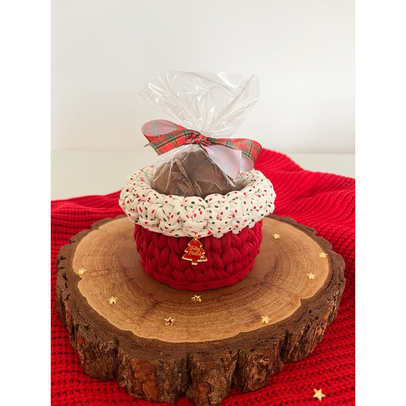 Cestinho Porta mini panetone - Natal