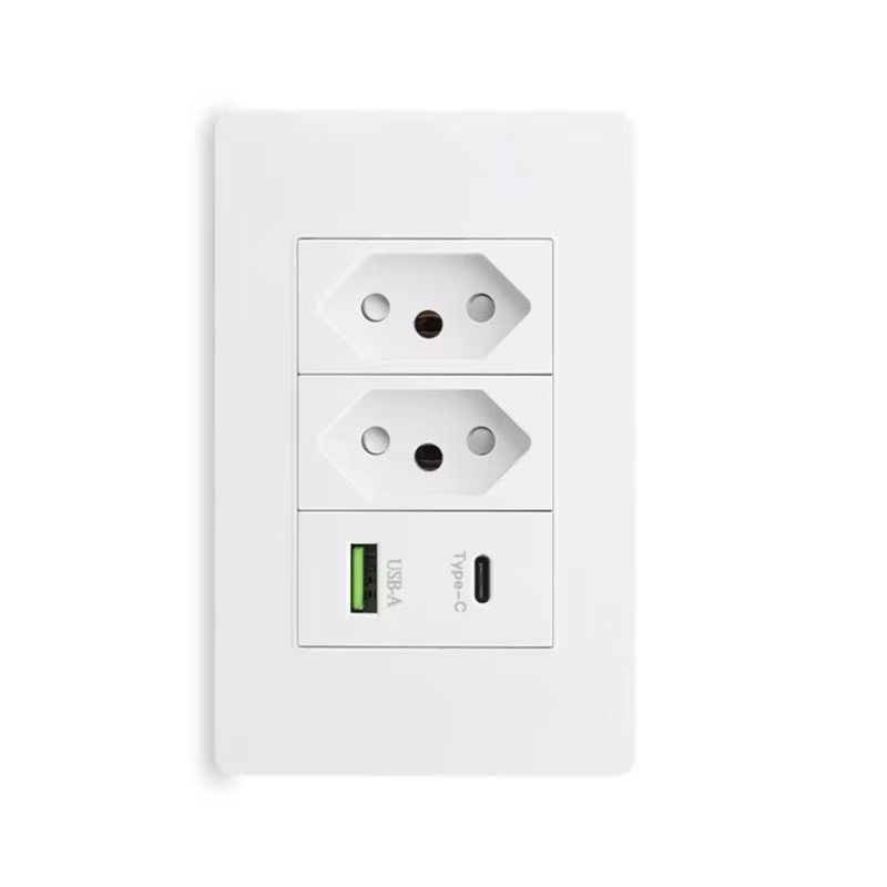 Tomada USB Duo 2 Tomada 1 Entradas USB+1 Type-C em Oferta na Shopee